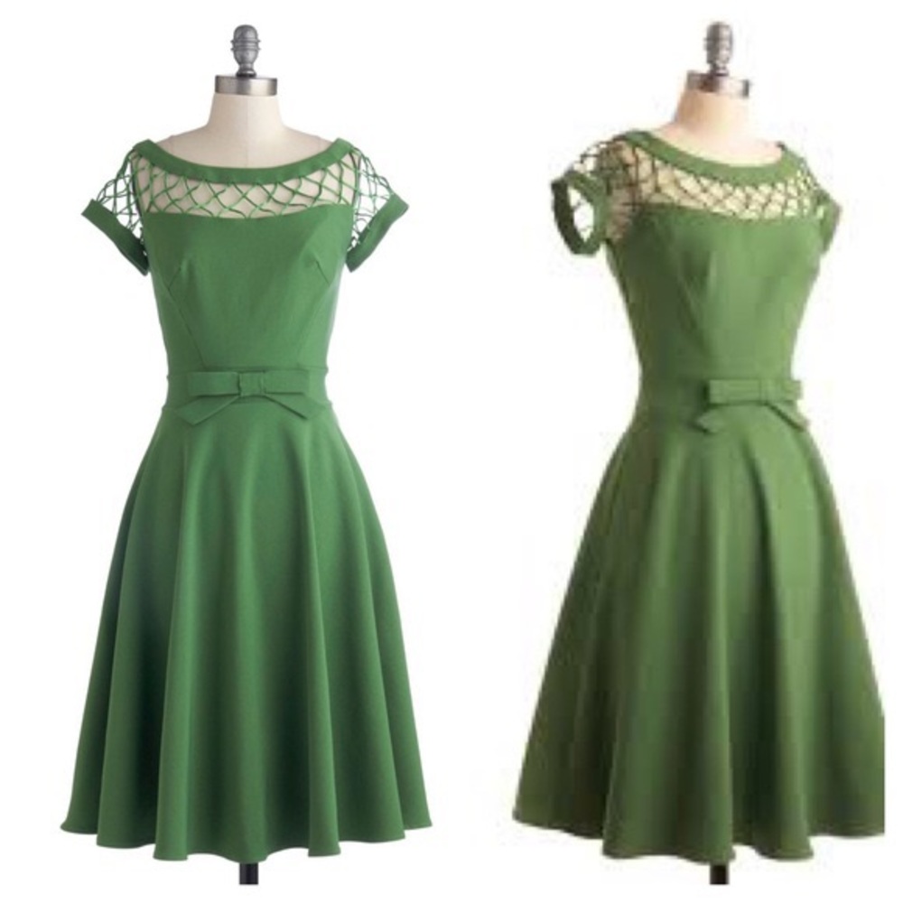 Plus Size Emerald Green Vintage Design Dress 4XL